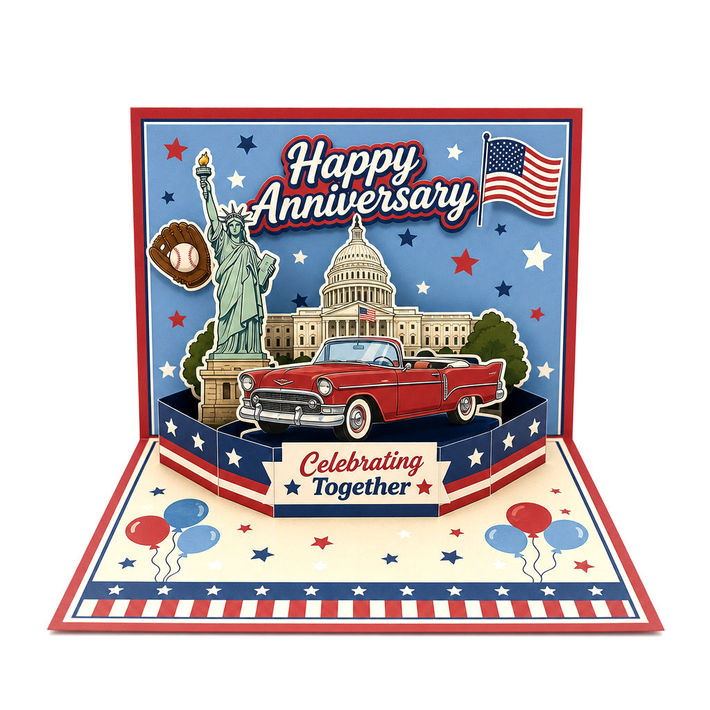 American Semiquincentennial 250th Anniversary 3D Pop Up Greeting Card - Handmade Patriotic Gift for 4th of July Independence Day