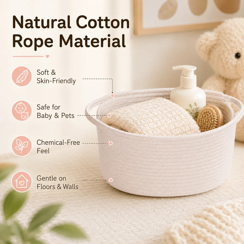 Thksyo Small Woven Baskets, 12"x8"x5" Rope Baby Toy Storage Basket with Handle, Durable Gift Basket Empty for Graduation Easter Christmas