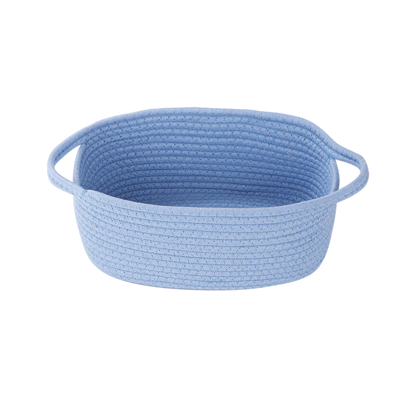 Thksyo Small Woven Baskets, 12"x8"x5" Rope Baby Toy Storage Basket with Handle, Durable Gift Basket Empty for Graduation Easter Christmas