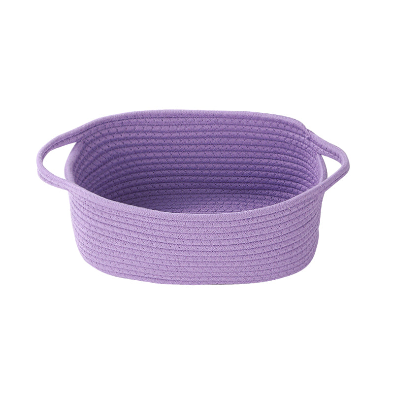 Thksyo Small Woven Baskets, 12"x8"x5" Rope Baby Toy Storage Basket with Handle, Durable Gift Basket Empty for Graduation Easter Christmas