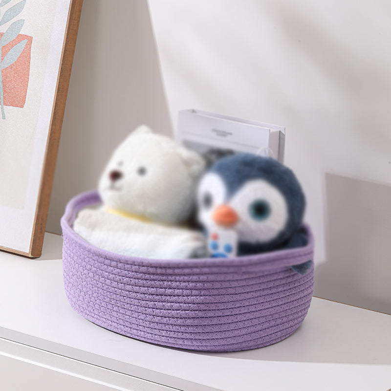 Thksyo Small Woven Baskets, 12"x8"x5" Rope Baby Toy Storage Basket with Handle, Durable Gift Basket Empty for Graduation Easter Christmas