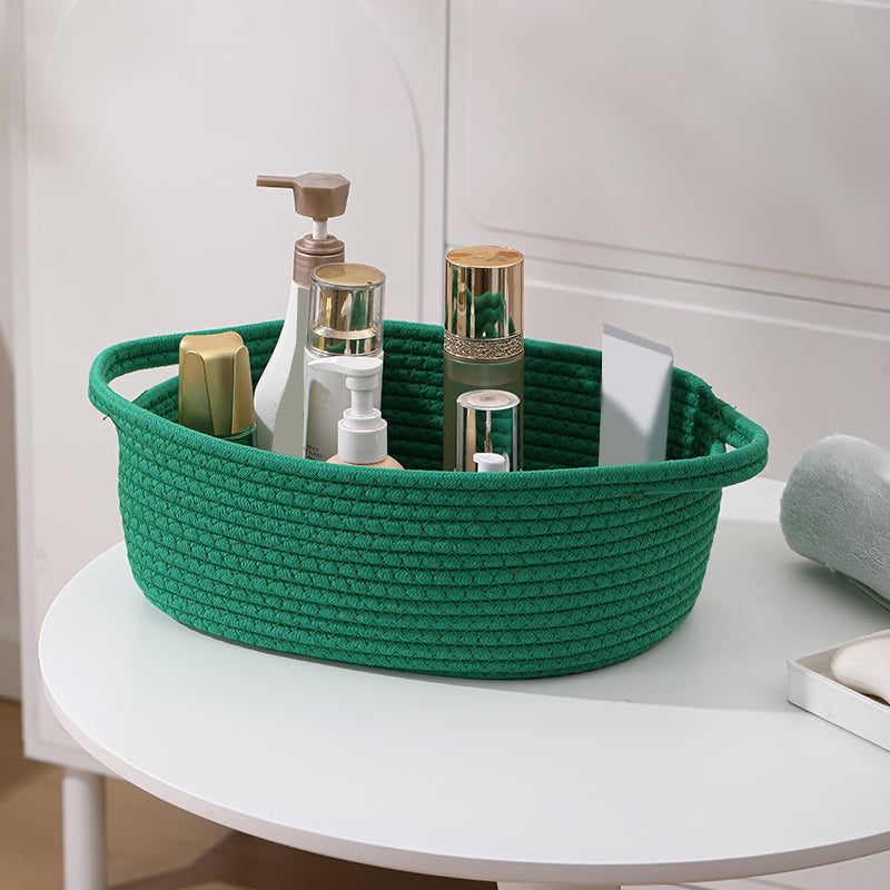 Thksyo Small Woven Baskets, 12"x8"x5" Rope Baby Toy Storage Basket with Handle, Durable Gift Basket Empty for Graduation Easter Christmas
