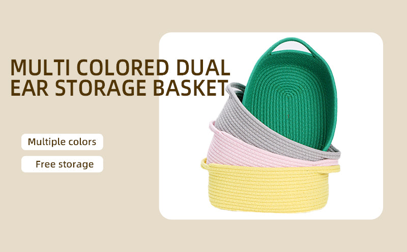 Thksyo Small Woven Baskets, 12"x8"x5" Rope Baby Toy Storage Basket with Handle, Durable Gift Basket Empty for Graduation Easter Christmas