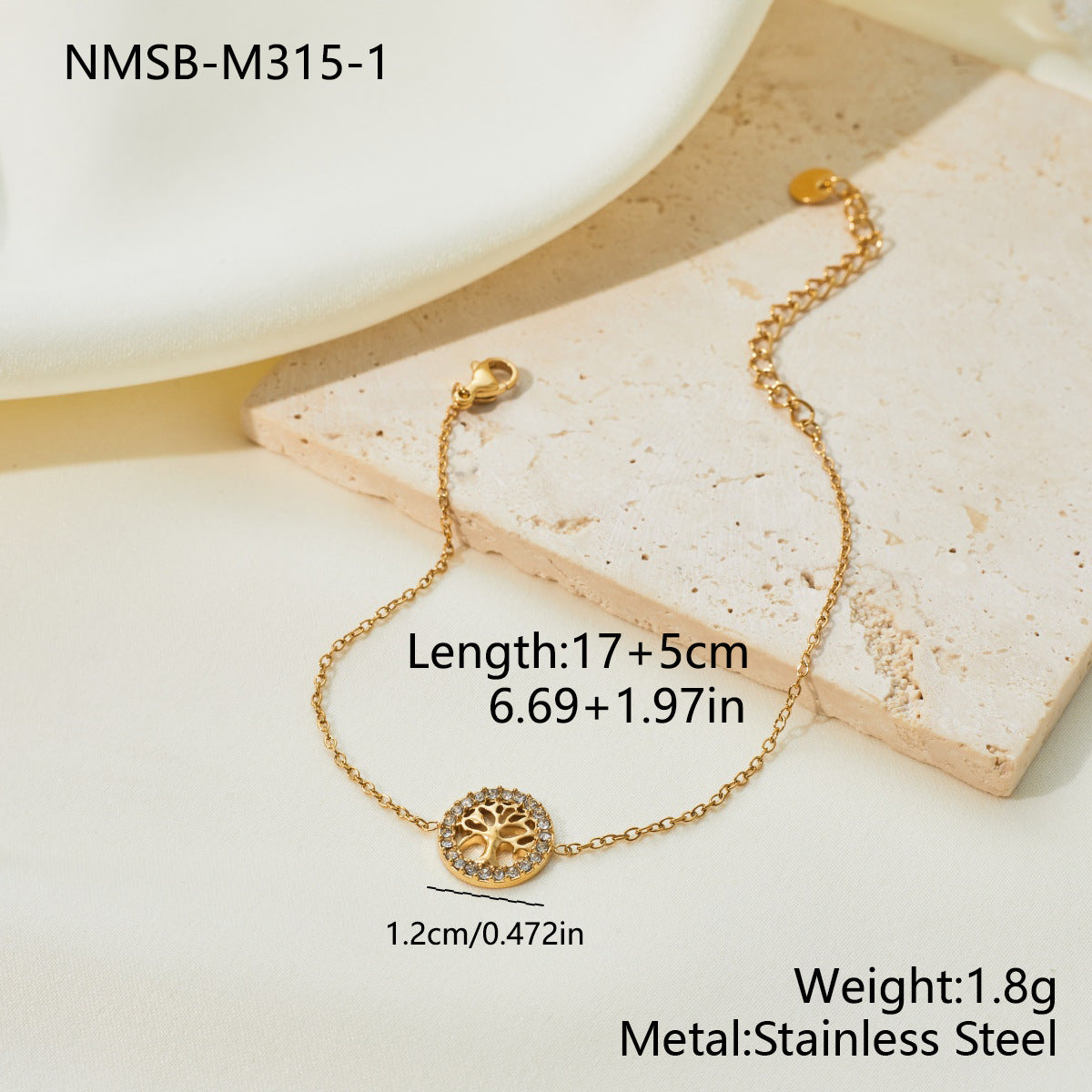 Sunflower Tree of Life Heart Zirconia Bracelet Gifts for Her
