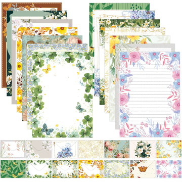 Vintage Floral Letter Writing Paper and Envelopes Set – 10pcs/Set(5 Papers + 5 Envelopes), 14 Styles Optional