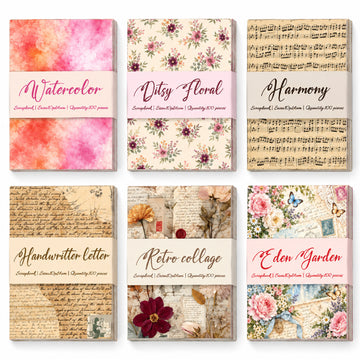 Vintage Scrapbook Paper 100 Sheets/Pack – 6 Styles Decorative Background Paper