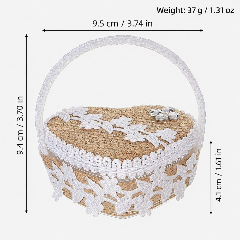 Handheld Burlap Heart-Shaped Ring Box – Western-Style Wedding Ring Pillow for Flower Girls / Valentine's Day Proposal Ring Box