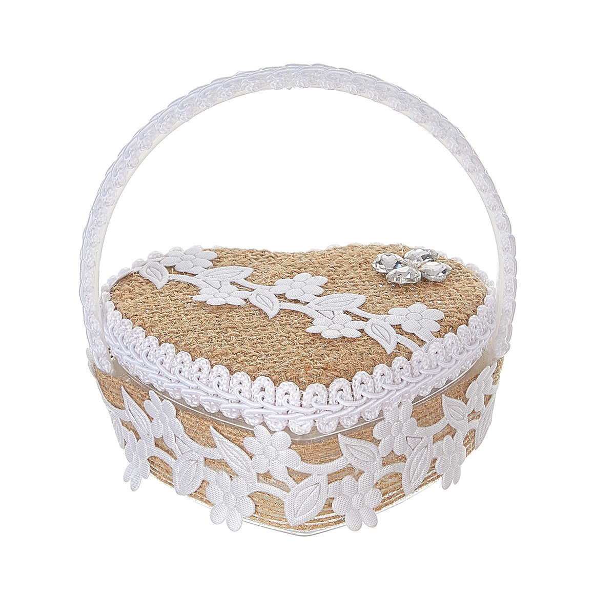 Handheld Burlap Heart-Shaped Ring Box – Western-Style Wedding Ring Pillow for Flower Girls / Valentine's Day Proposal Ring Box
