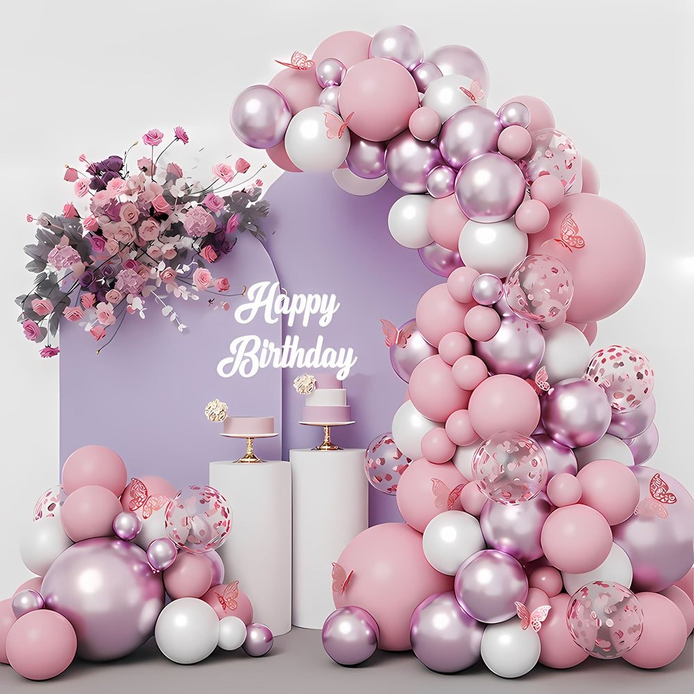 Redn Yellow Purple Pink Balloons Set for Wedding/ Birthday/ Parties/ Her/ Girls Event Decorations