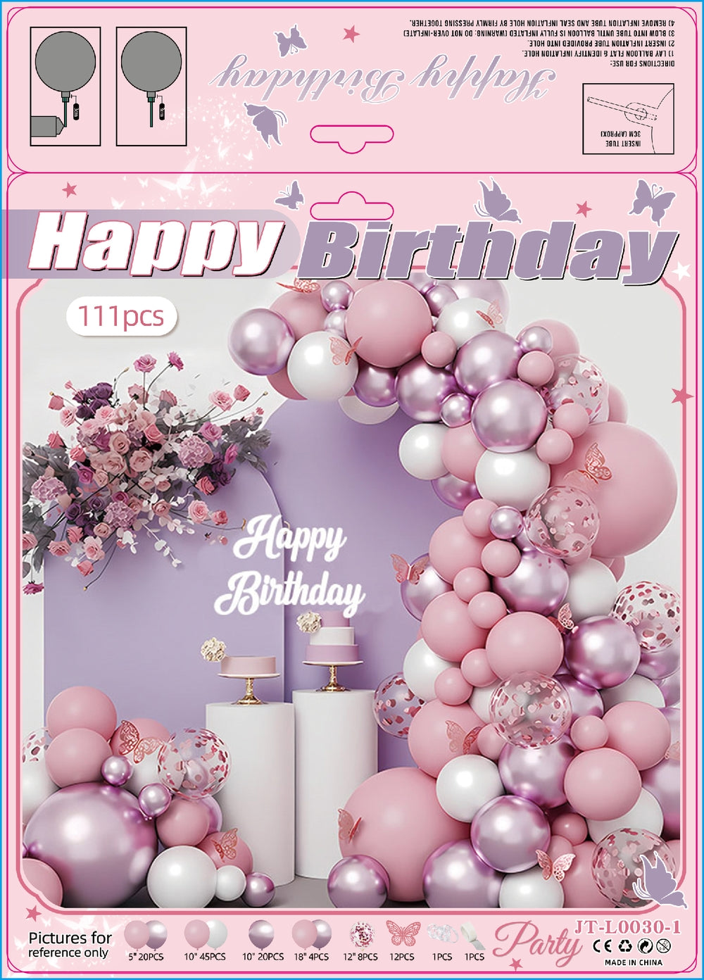Redn Yellow Purple Pink Balloons Set for Wedding/ Birthday/ Parties/ Her/ Girls Event Decorations
