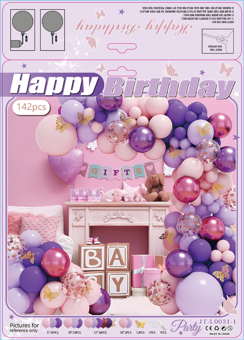 Redn Yellow Purple Pink Balloons Set for Wedding/ Birthday/ Parties/ Her/ Girls Event Decorations