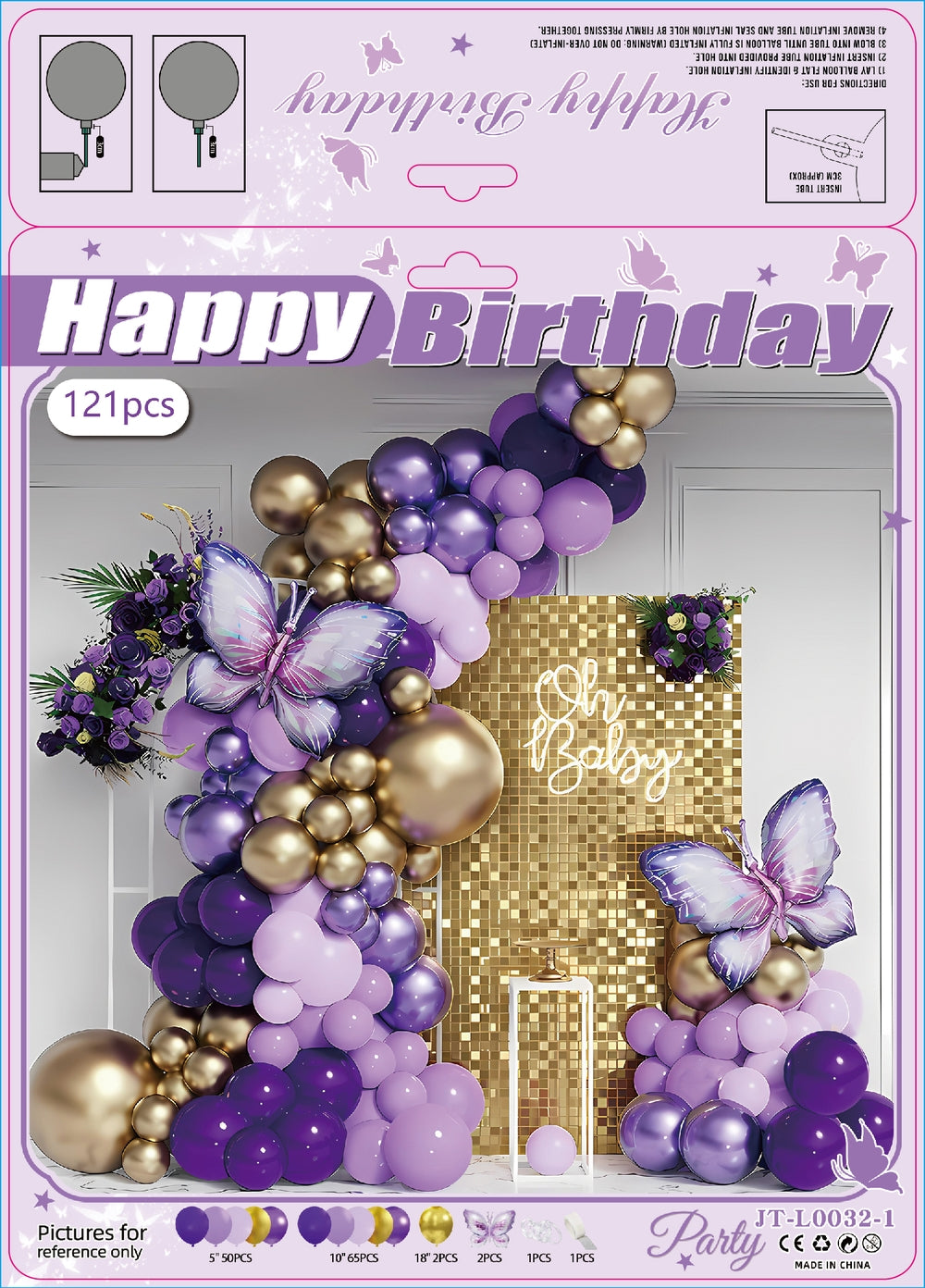 Redn Yellow Purple Pink Balloons Set for Wedding/ Birthday/ Parties/ Her/ Girls Event Decorations