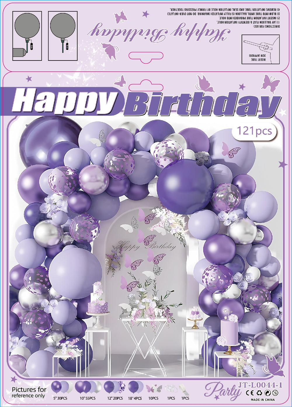 Redn Yellow Purple Pink Balloons Set for Wedding/ Birthday/ Parties/ Her/ Girls Event Decorations