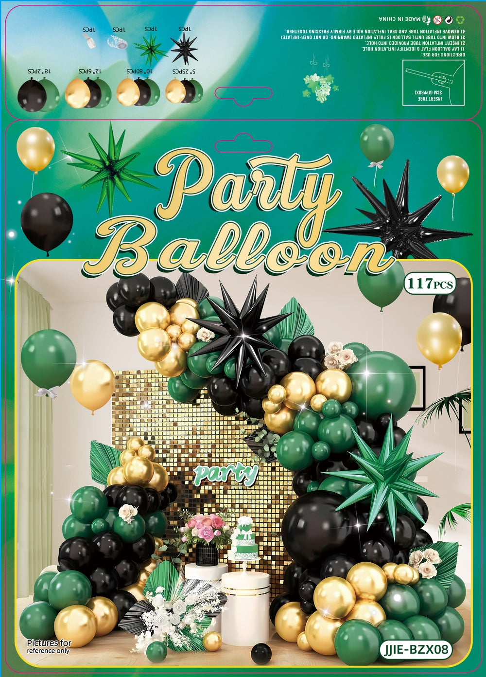 Blue Green Balloons Set for Wedding/ Birthday/ Party