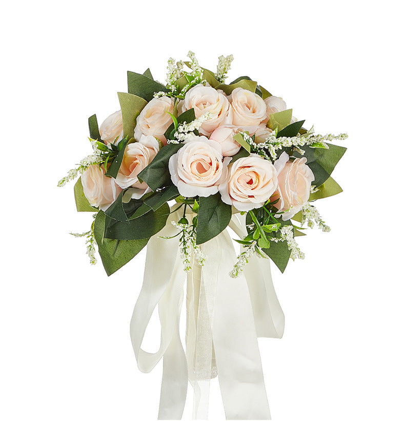 Western-Style Artificial White Rose Bridal Bouquet