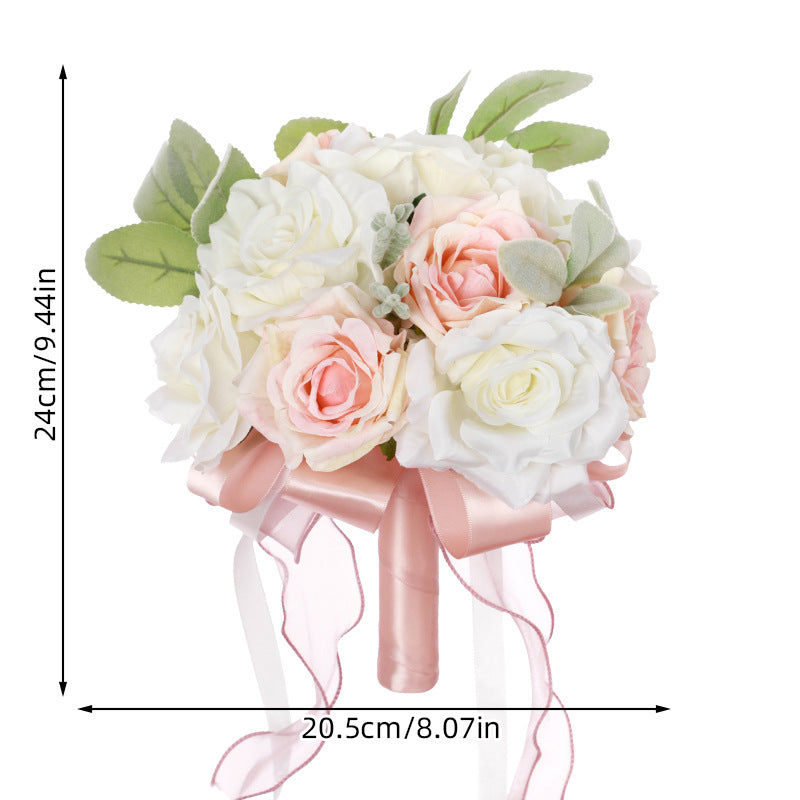 Western-Style Artificial White Rose Bridal Bouquet