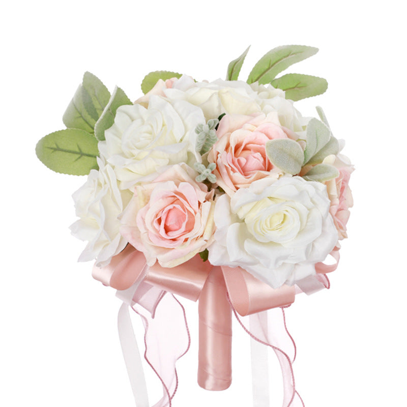Western-Style Artificial White Rose Bridal Bouquet