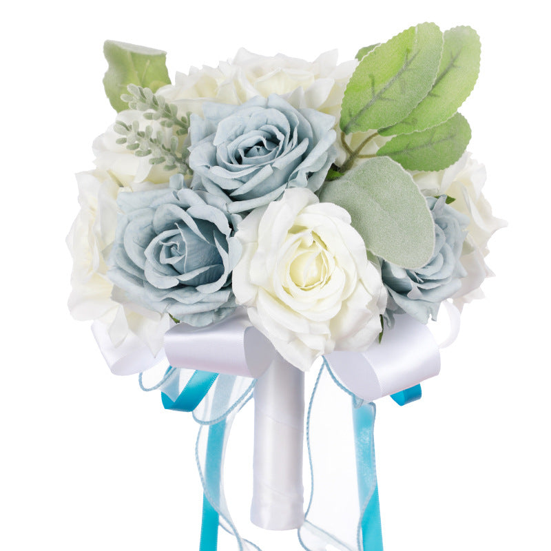 Western-Style Artificial White Rose Bridal Bouquet