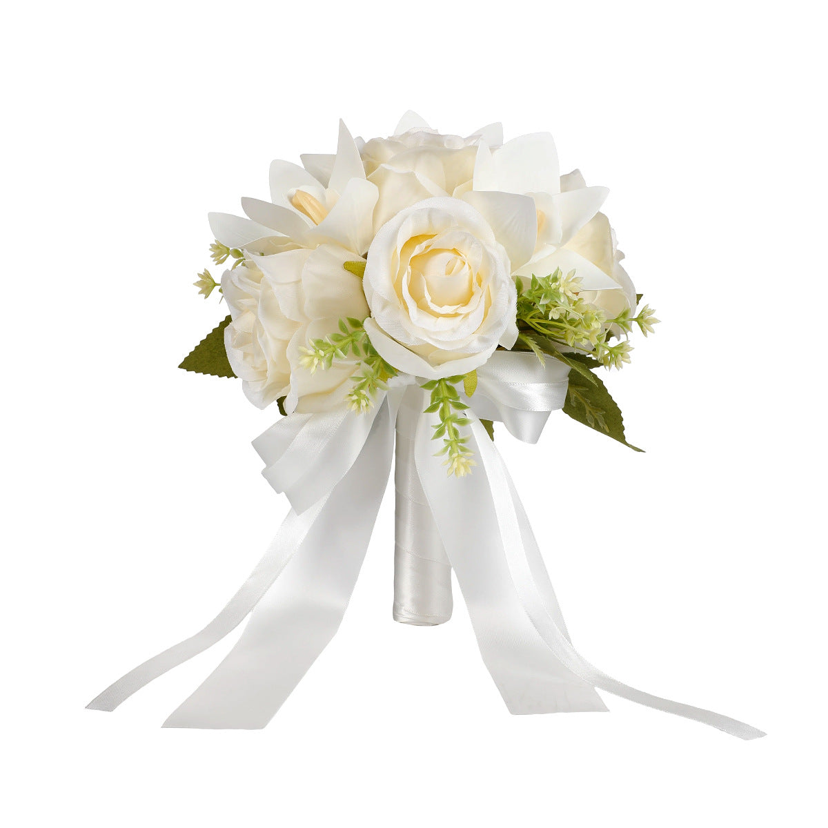 Western-Style Artificial White Rose Bridal Bouquet