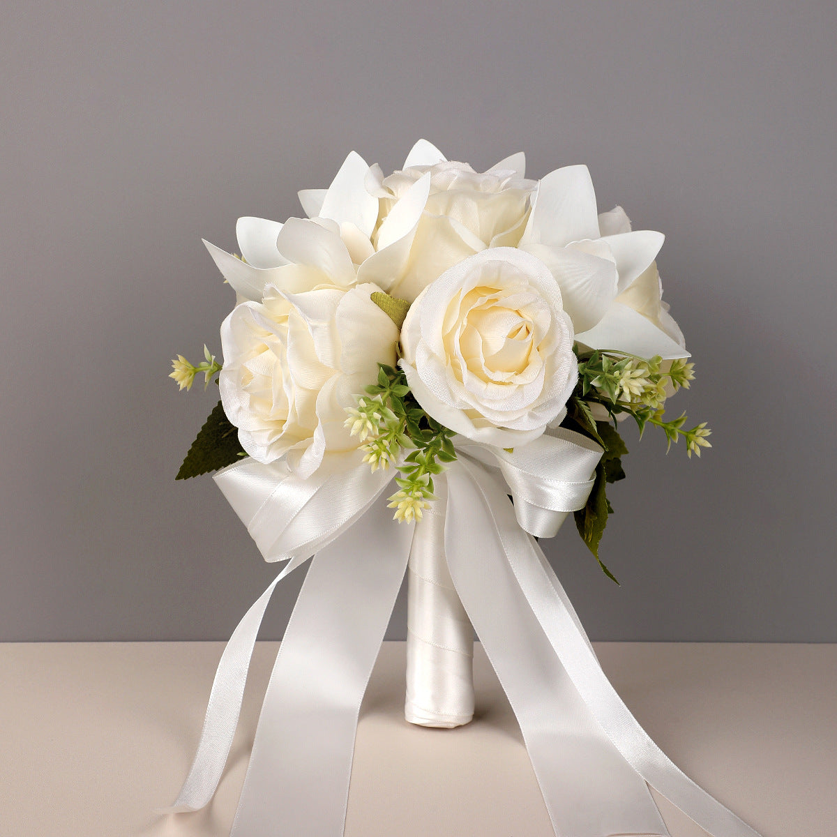 Western-Style Artificial White Rose Bridal Bouquet