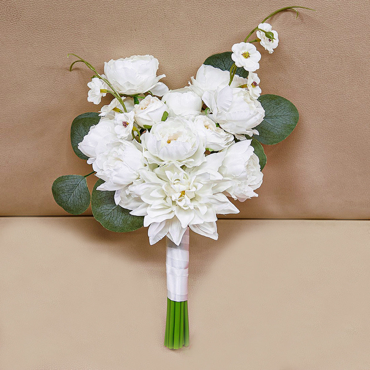 Western-Style Artificial White Rose Bridal Bouquet