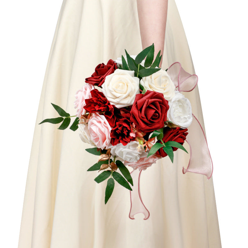 Western-Style Artificial White Rose Bridal Bouquet