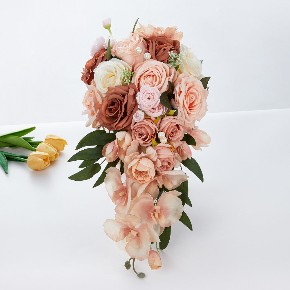 Western-Style Artificial White Rose Bridal Bouquet