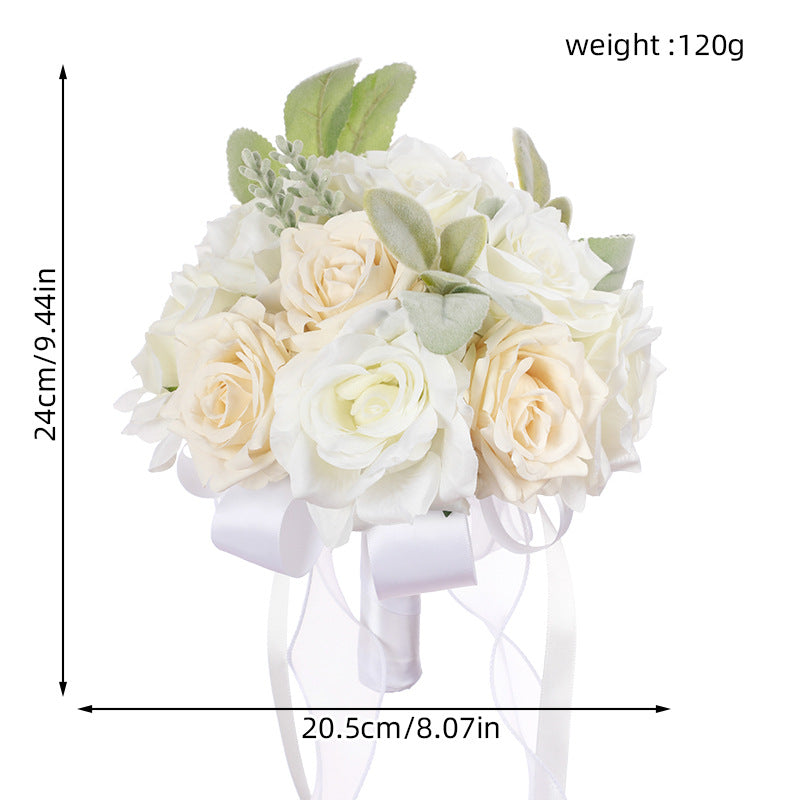 Western-Style Artificial White Rose Bridal Bouquet