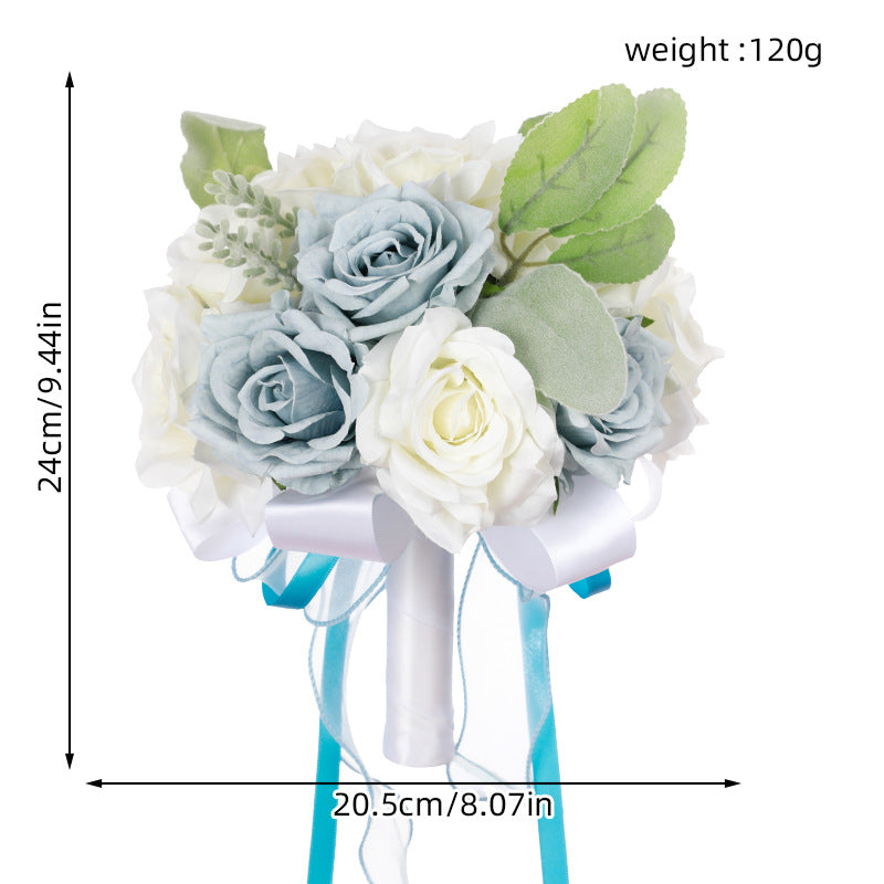 Western-Style Artificial White Rose Bridal Bouquet
