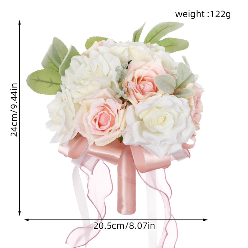 Western-Style Artificial White Rose Bridal Bouquet