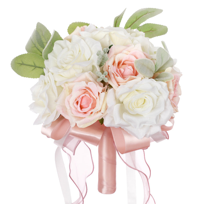 Western-Style Artificial White Rose Bridal Bouquet