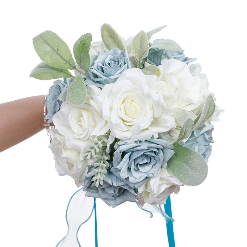 Western-Style Artificial White Rose Bridal Bouquet