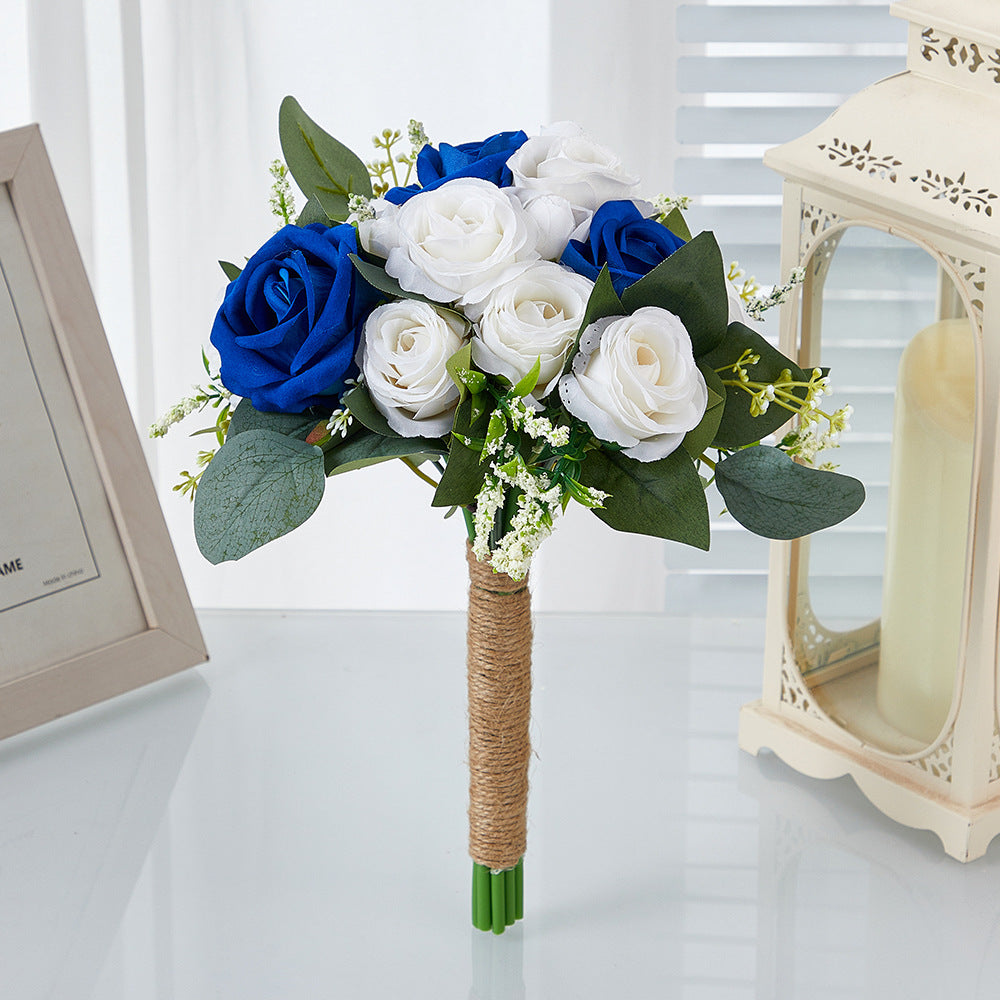 Western-Style Artificial White Rose Bridal Bouquet