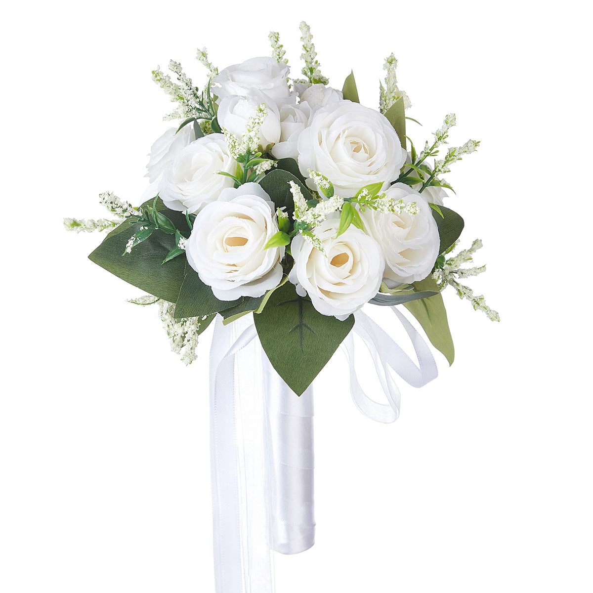 Western-Style Artificial White Rose Bridal Bouquet