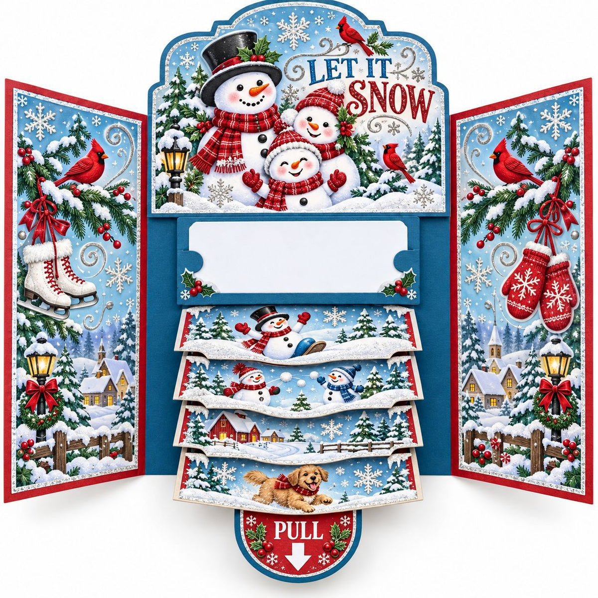 Wholesale DIY 3D Christmas Pop-Up Pull-Tab Greeting Cards