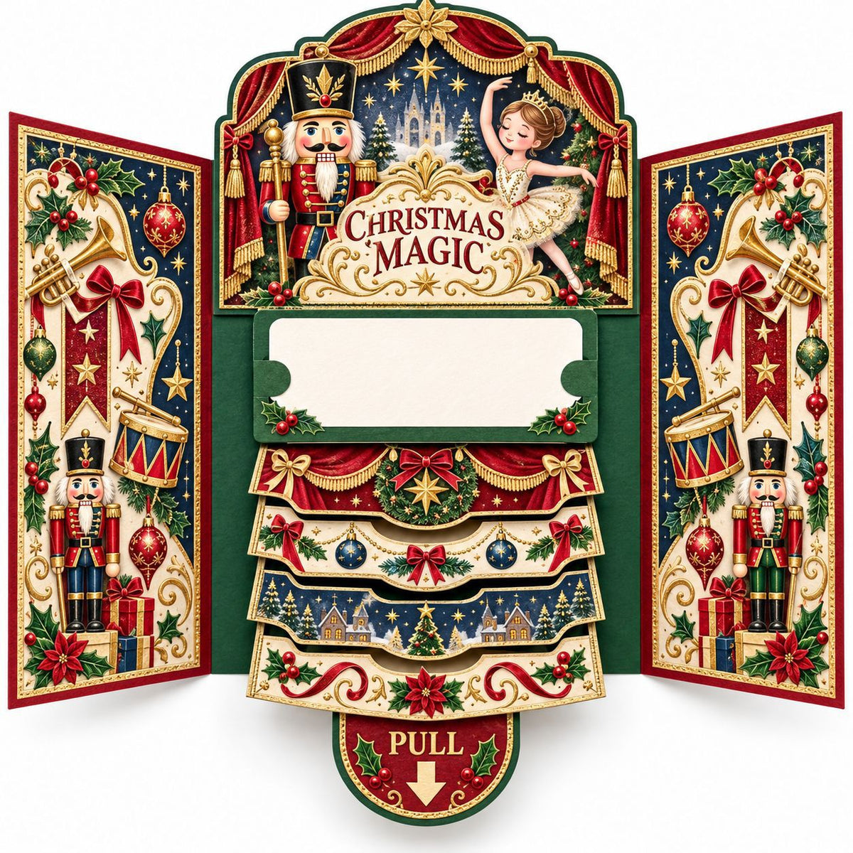Wholesale DIY 3D Christmas Pop-Up Pull-Tab Greeting Cards