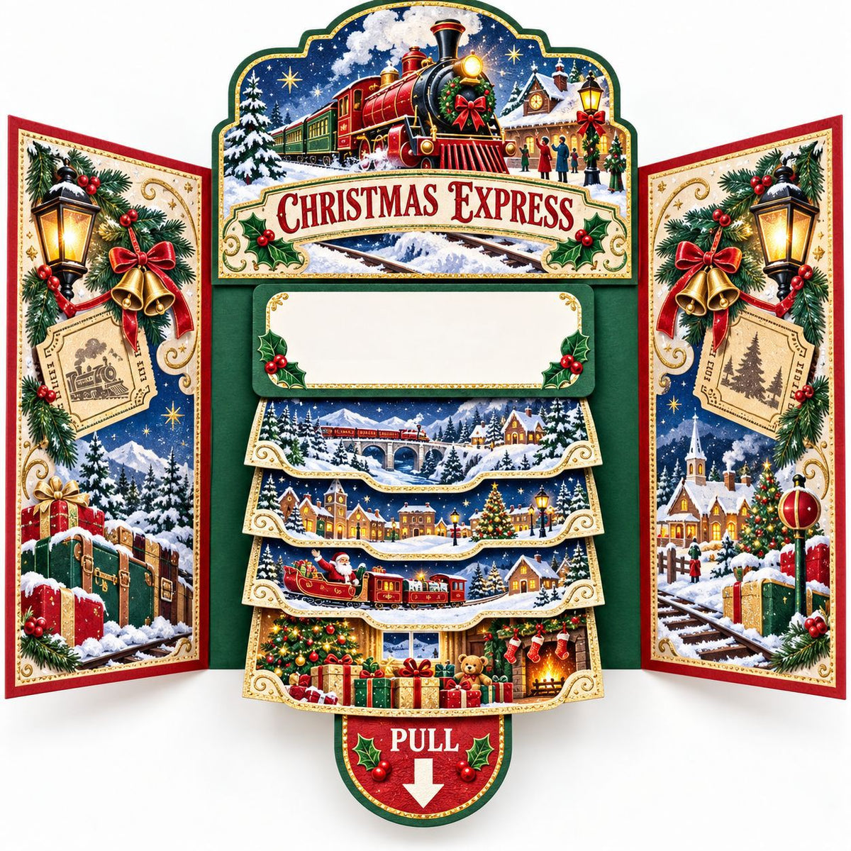 Wholesale DIY 3D Christmas Pop-Up Pull-Tab Greeting Cards