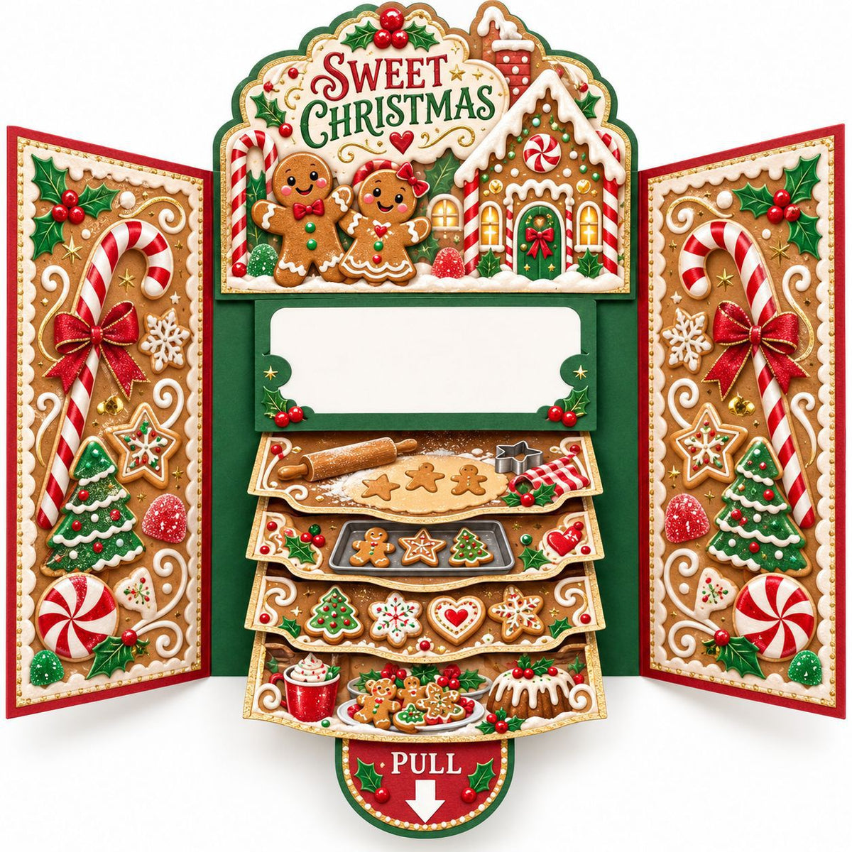 Wholesale DIY 3D Christmas Pop-Up Pull-Tab Greeting Cards