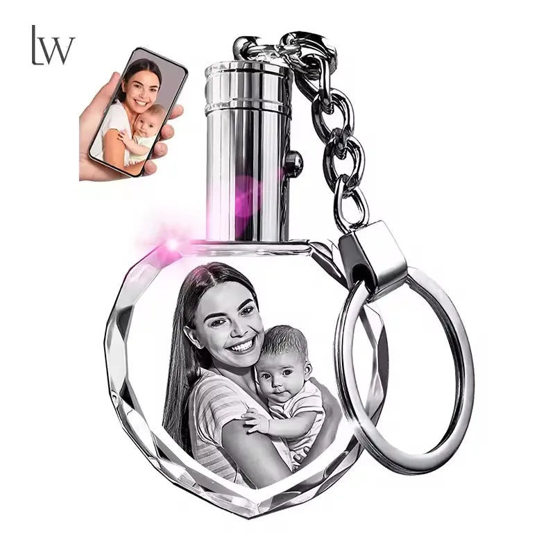 Customized 3D Crystal Photo, Personalized Gift Necklace Heart, Gift for Wife,Women, Men, Great Custom Gifts With Your Own Photo