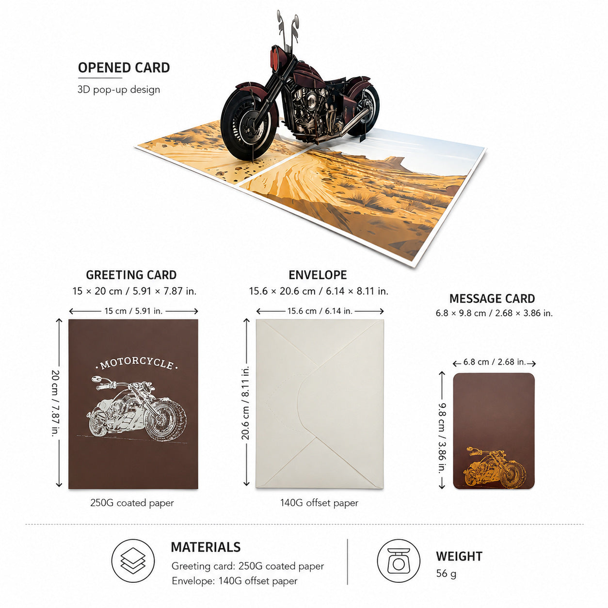 3D Pop Up Creative Motorcycle Greeting Cards Creative Gift for Motorcycle Enthusiasts / Him/ Dad/ Son/ Boyfriend