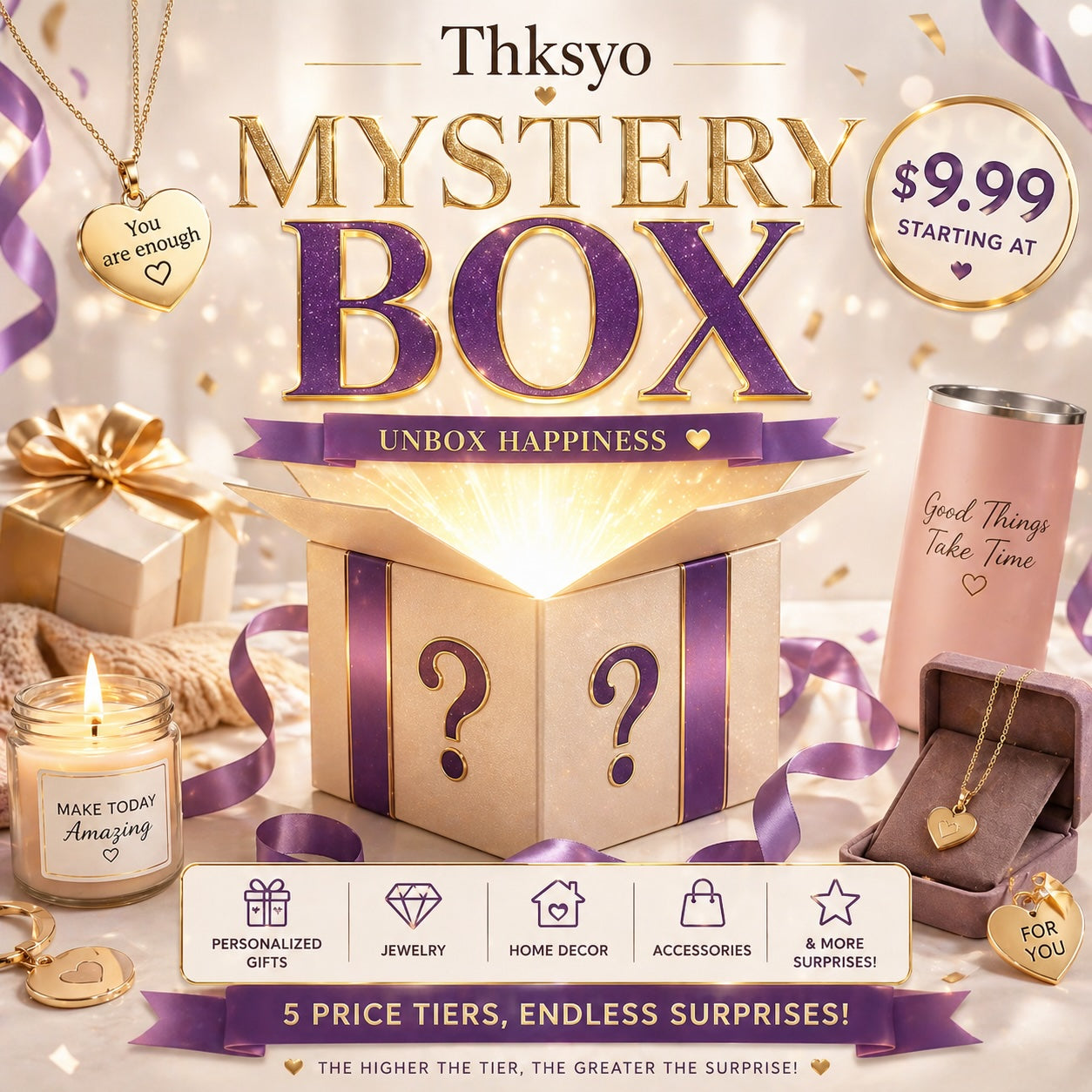 Thksyo Lucky Blind Boxes for Women/Men/Kids, Mystery Gifts for Her/Him/Children/Baby, Random Gifts, Random Rewards