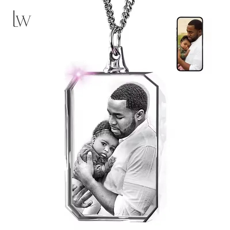 Customized 3D Crystal Photo, Personalized Gift Necklace Heart, Gift for Wife,Women, Men, Great Custom Gifts With Your Own Photo
