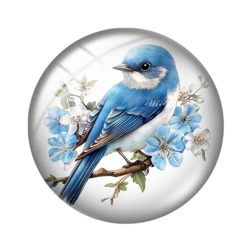 Blue Delft Birds Clipart  12mm/18mm/20mm/25mm Round Photo glass cabochon demo flat back Making findings
