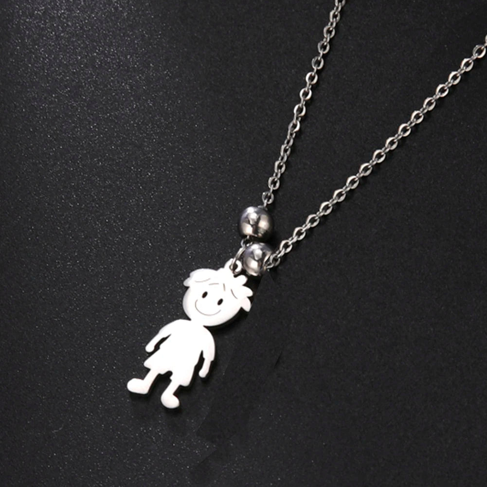 Personalized Boy Girl Necklace Custom Chain Name Mother Father Day Kid Family Gift For Women Men Stainless Steel Pendant Jewelry