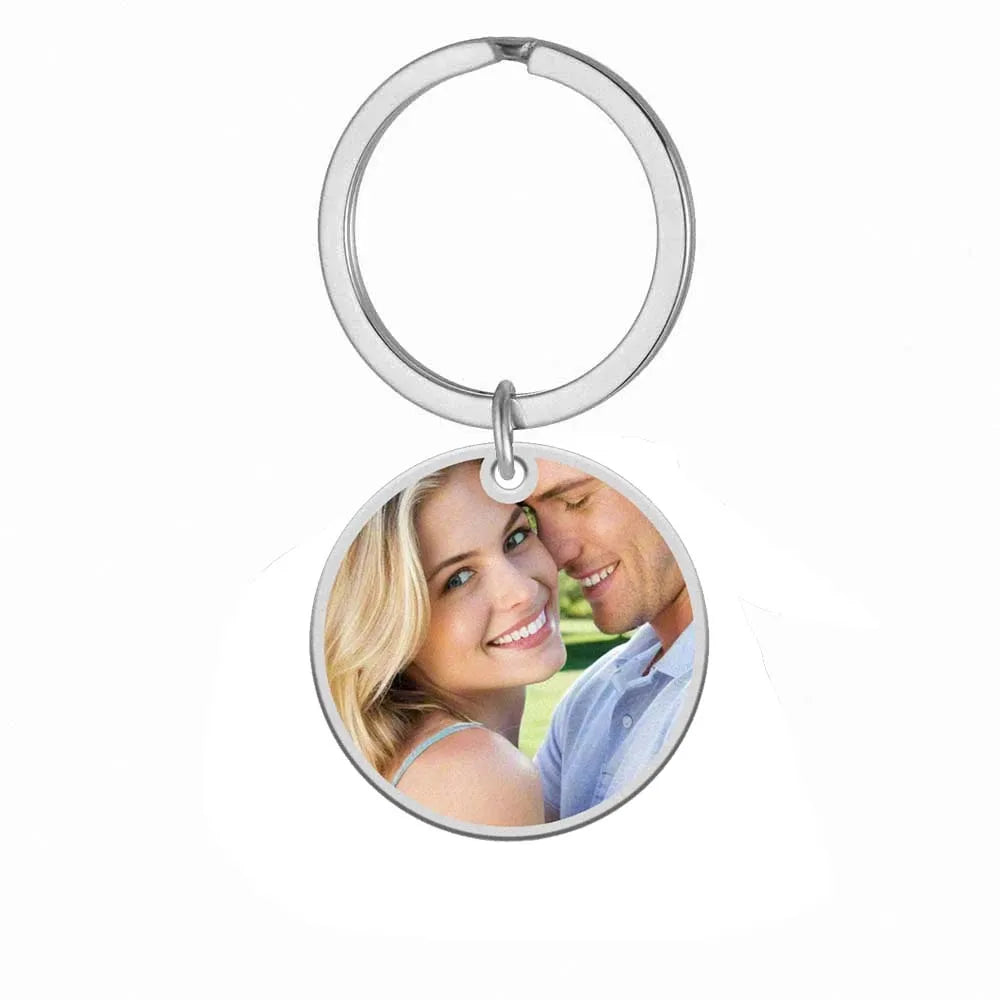 Print Demand Photo Keychain Personalized Custom Gift For Women Men Mother Father Dad Kid Child Family Stainless Steel Key Ring