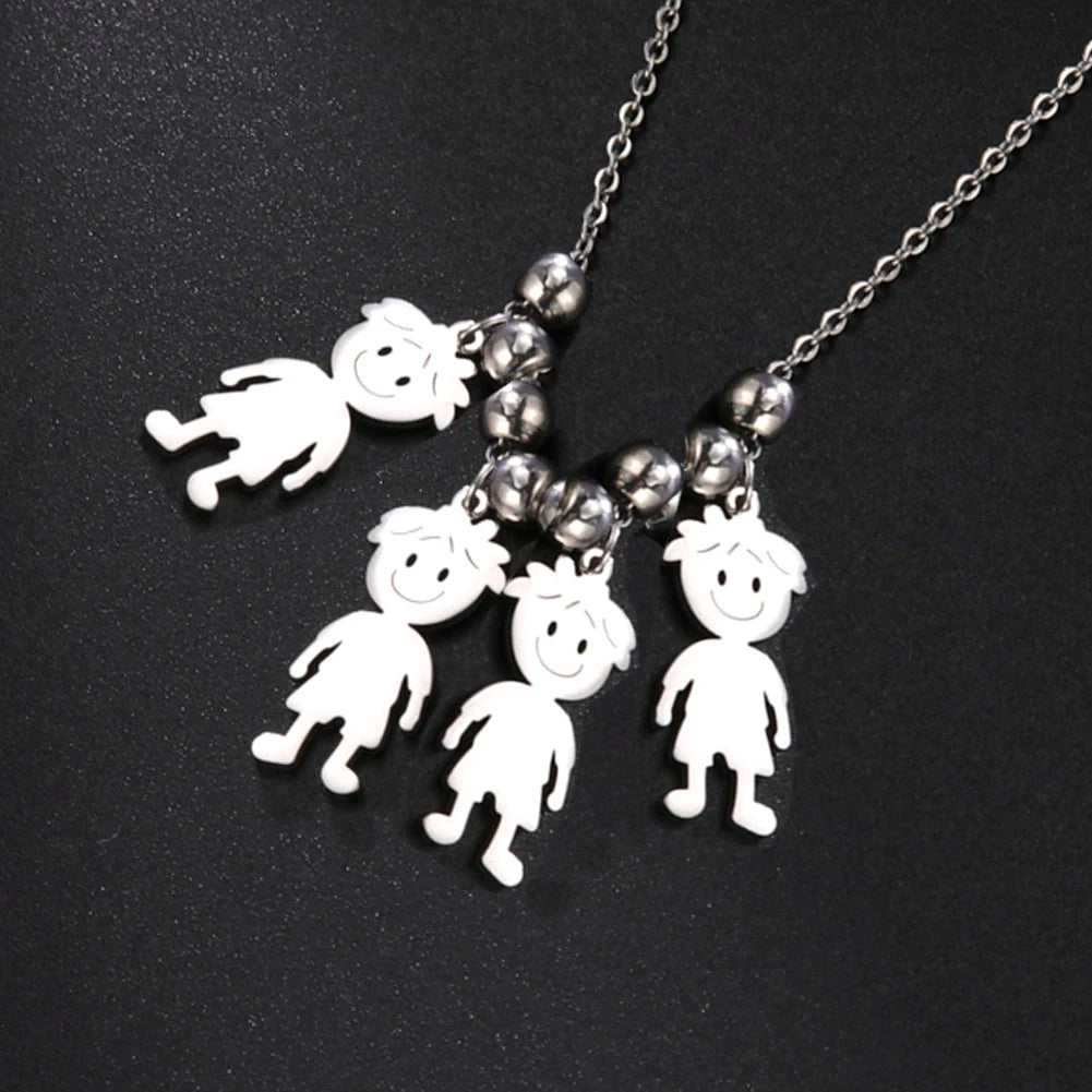 Personalized Boy Girl Necklace Custom Chain Name Mother Father Day Kid Family Gift For Women Men Stainless Steel Pendant Jewelry