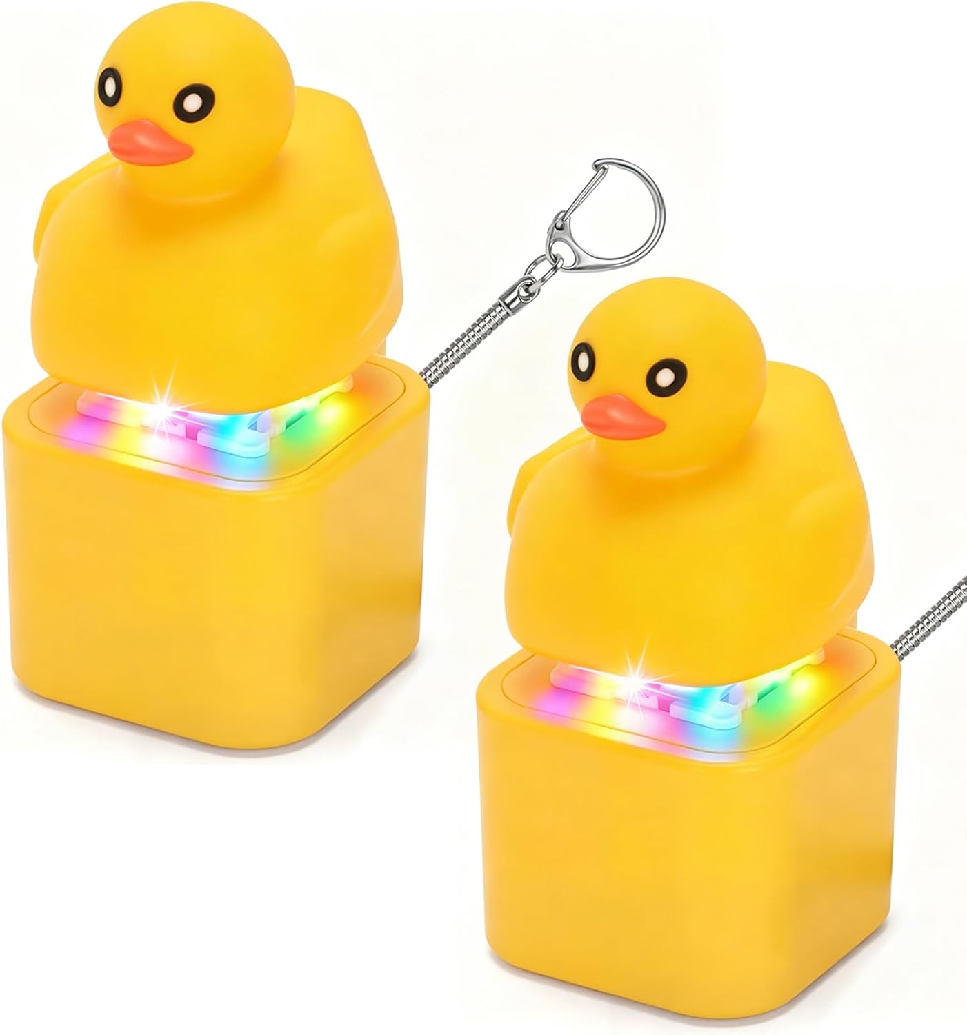 Cute Duck/ Frog/ Screaming Chicken/ Lizard Fidget Keychain Toy with LED Light & Sound, Fun Stress Relief Clicker Gift for Kids, Teens & Adults