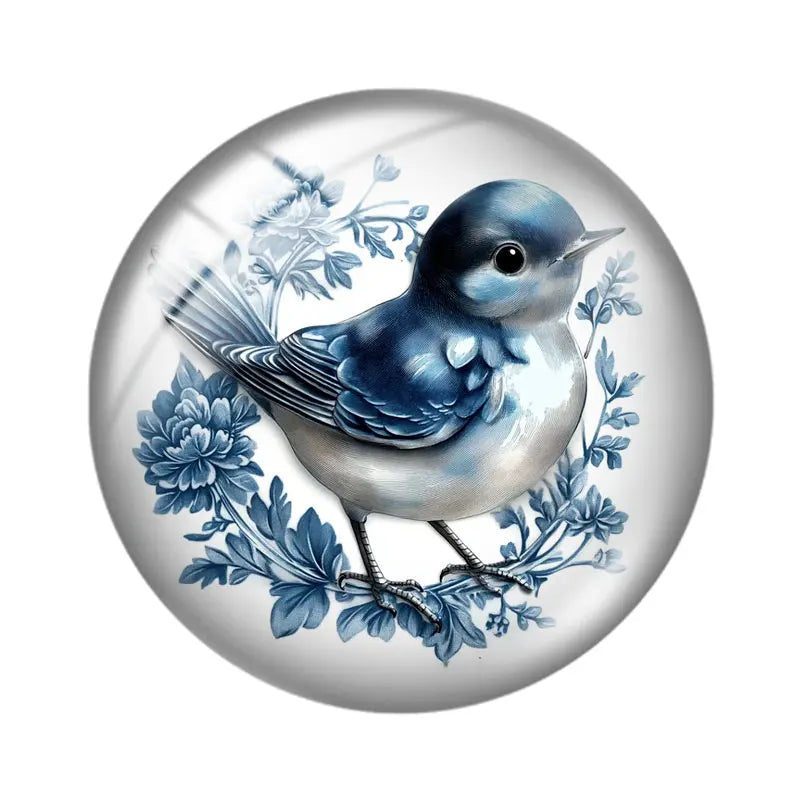 Blue Delft Birds Clipart  12mm/18mm/20mm/25mm Round Photo glass cabochon demo flat back Making findings