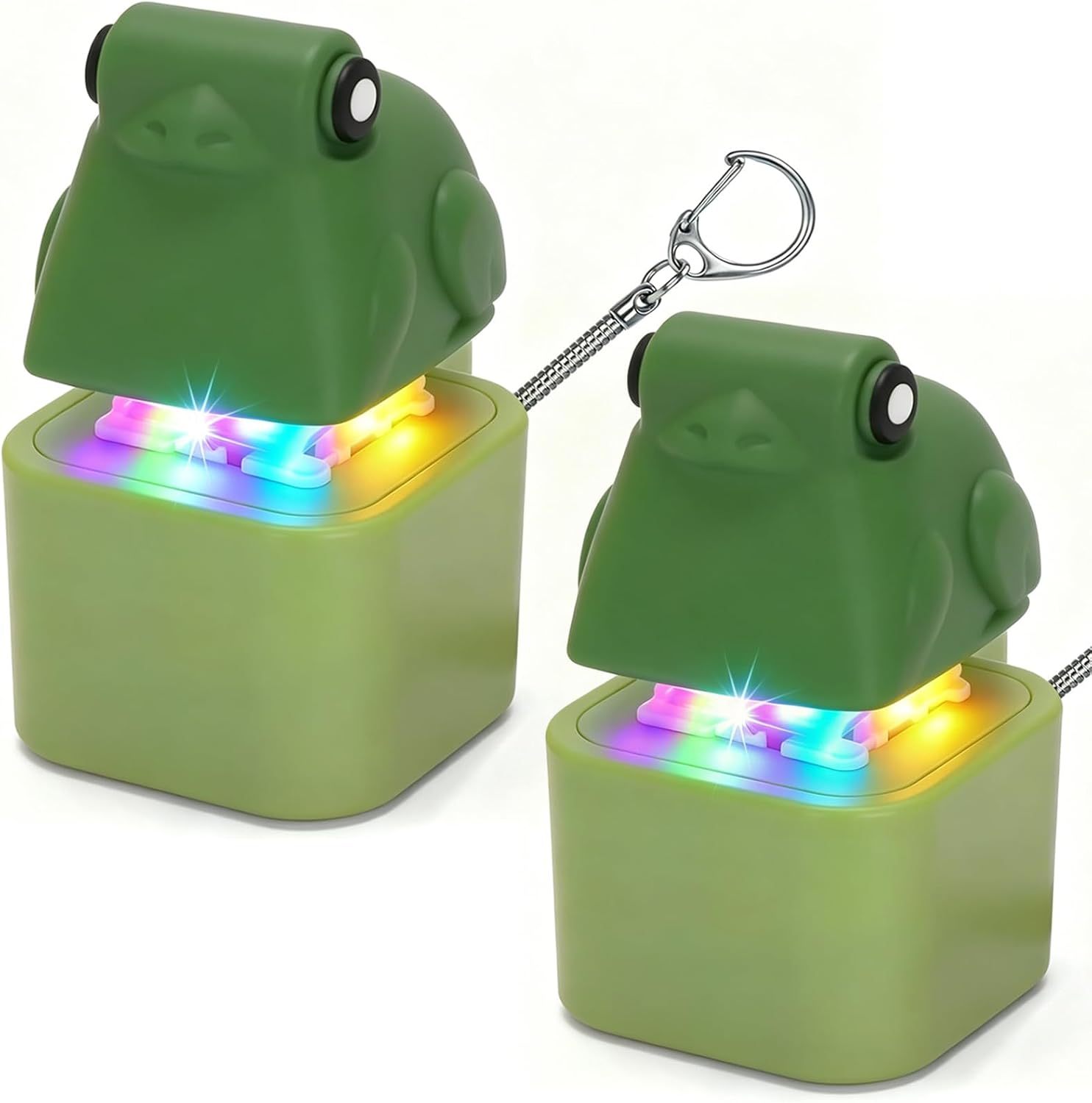 Cute Duck/ Frog/ Screaming Chicken/ Lizard Fidget Keychain Toy with LED Light & Sound, Fun Stress Relief Clicker Gift for Kids, Teens & Adults
