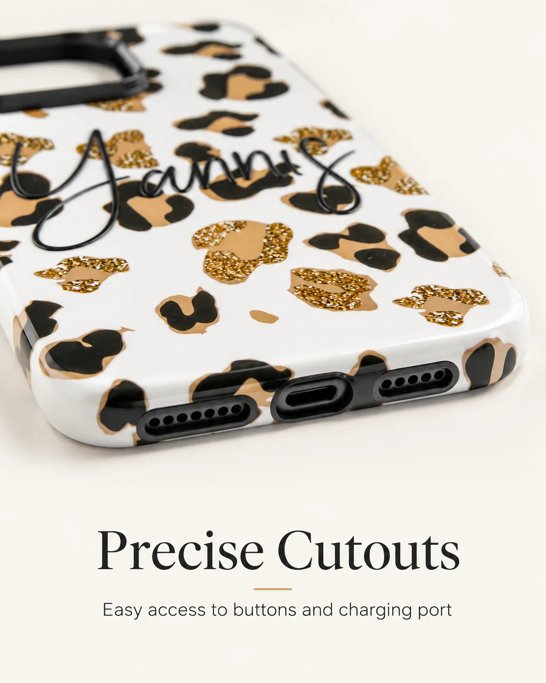 Personalized Name Custom Gift for Her/Women, Leopard Pattern Case Cove for iPhone 17 Pro Max, 16 Pro Max, iPhone 15/14/13 Text Customized Case Cover
